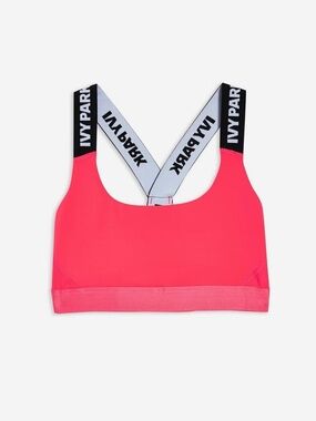 Ivy Park Active Logo Taped Stripe Bra In Red